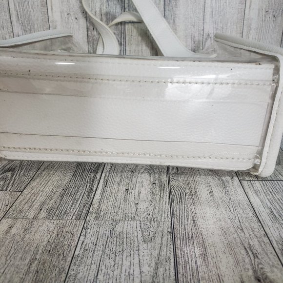 Urban Expressions clear Vinyl handbag W White vegan leather insert. - Picture 10 of 14